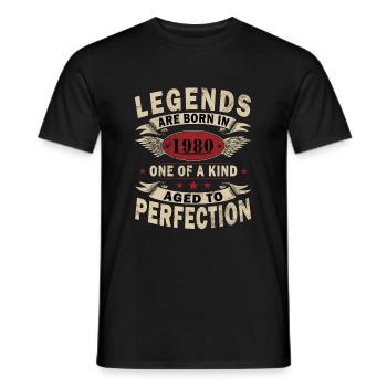 45 Jahre alt, Legenden 1980 Jahrgang 1980 Jubiläum - Männer T-Shirt - Schwarz - Vorne - AI Model Male 178 light (178cm)