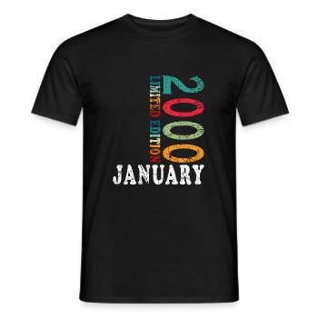 25th Birthday Vintage January 2000 Vintage - Men's T-Shirt - black - Front - AI Model Male 178 light (178cm)