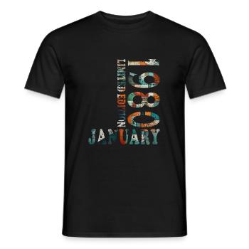 Janvier 1980 Cadeau d’anniversaire Janvier 1980 - T-shirt homme - noir - Devant - AI Model Male 178 light (178cm)