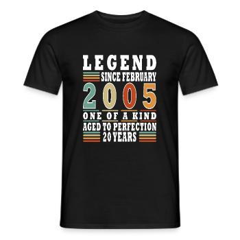 20th Birthday February 2005 Born 20 Years - Men's T-Shirt - black - Front - AI Model Male 178 light (178cm)