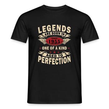 Février 1955| Février 1955 Anniversaire 1955 - T-shirt homme - noir - Devant - AI Model Male 178 light (178cm)