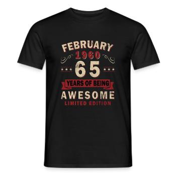 Cadeau d’anniversaire de février 1960 - Février 1960 - T-shirt homme - noir - Devant - AI Model Male 178 light (178cm)