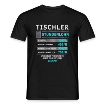 Tischler Stundenlohn Stundensatz Schreiner Holzbau - Männer T-Shirt - Schwarz - Vorne - AI Model Male 178 light (178cm)