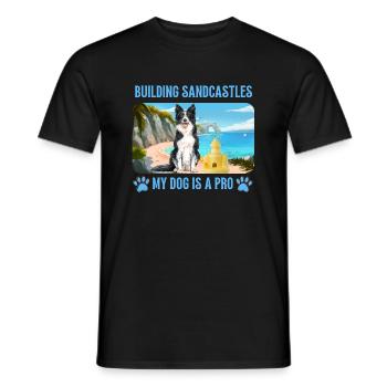 My dog on the beach - Men's T-Shirt - black - Front - AI Model Male 178 light (178cm)
