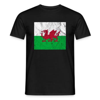 Drapeau du Pays de Galles Vintage - T-shirt homme - noir - Devant - AI Model Male 178 light (178cm)