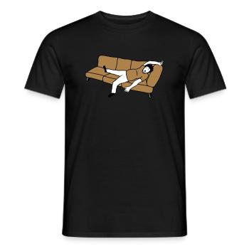 Schlafender Mann Couch - Männer T-Shirt - Schwarz - Vorne - AI Model Male 178 light (178cm)