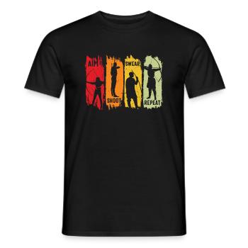 Aim Shoot Swear Repeat Archery Quote - Men's T-Shirt - black - Front - AI Model Male 178 light (178cm)