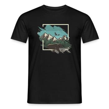 Bär vor verschneitem Bergpanorama - Männer T-Shirt - Schwarz - Vorne - AI Model Male 178 light (178cm)