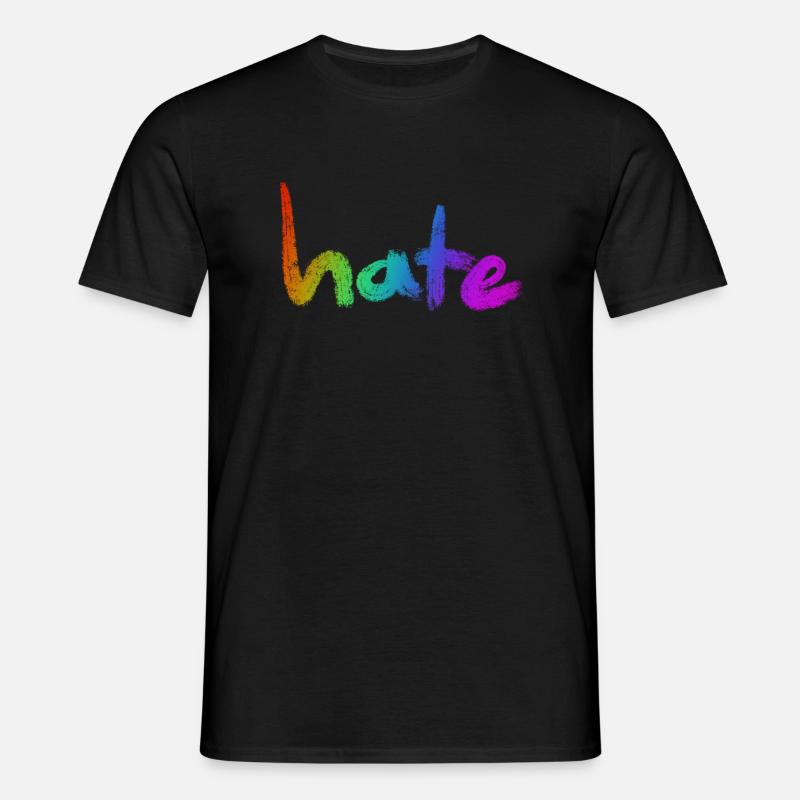 Hate Text Rainbow - Männer T-Shirt - Schwarz