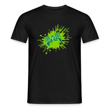 Contrôleur rétro de la console Color Splashes - T-shirt homme - noir - Devant - AI Model Male 178 light (178cm)