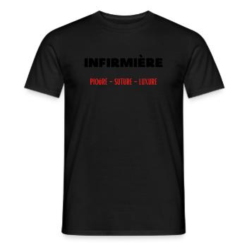 Métier infirmière piqûre suture luxure - T-shirt homme - noir - Devant - AI Model Male 178 light (178cm)