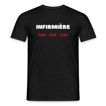 Métier infirmière piqûre suture luxure - T-shirt homme - noir - Devant - AI Model Male 178 light (178cm)