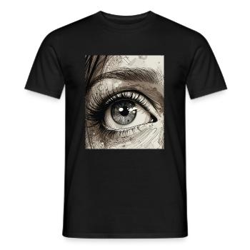 Close Up Human Eye Design - Men's T-Shirt - black - Front - AI Model Male 178 light (178cm)