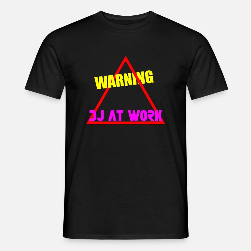Warning dj at work - Men’s T-shirt - black