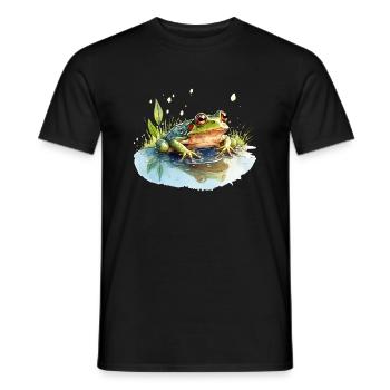 Green grass frogs make a loud concert - Men's T-Shirt - black - Front - AI Model Male 178 light (178cm)