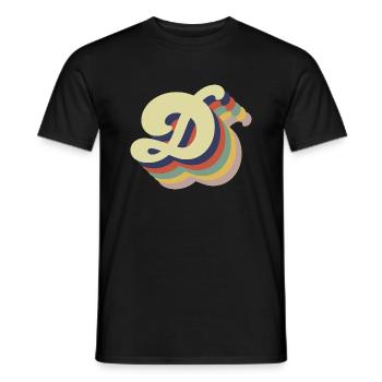 Lettre d rétro - T-shirt homme - noir - Devant - AI Model Male 178 light (178cm)