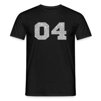Nummer 4 Silberner Glitzer - 4. Jahrestag - Männer T-Shirt - Schwarz - Vorne - AI Model Male 178 light (178cm)