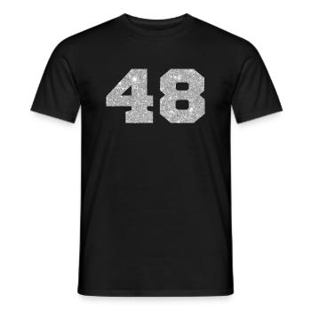 Number 48 Silver Glitter - 48th Anniversary - Men's T-Shirt - black - Front - AI Model Male 178 light (178cm)