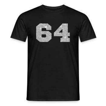 Number 64 Silver Glitter - 64th Anniversary - Men's T-Shirt - black - Front - AI Model Male 178 light (178cm)
