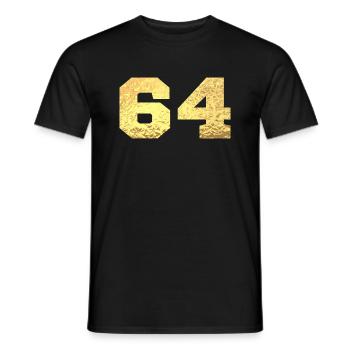 Number 64 Gold Glitter - 64th Anniversary - Men's T-Shirt - black - Front - AI Model Male 178 light (178cm)