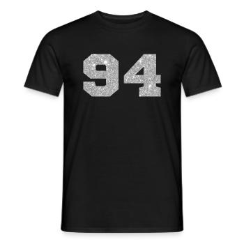 Nummer 94 Silberglitter - 94. Jahrestag - Männer T-Shirt - Schwarz - Vorne - AI Model Male 178 light (178cm)