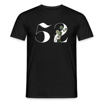 Numéro 52 floral vert - 52e anniversaire floral - T-shirt homme - noir - Devant - AI Model Male 178 light (178cm)