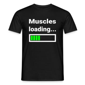 Muskeln werden geladen lustiges Shirt für Sport - Männer T-Shirt - Schwarz - Vorne - AI Model Male 178 light (178cm)