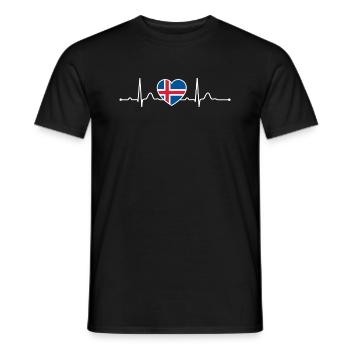 Islande Heartline Heartbeat Scandinavie Vacances - T-shirt homme - noir - Devant - AI Model Male 178 light (178cm)