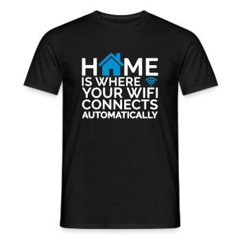 home is where your wifi connects automatically - Men's T-Shirt - black - Front - AI Model Male 178 light (178cm)