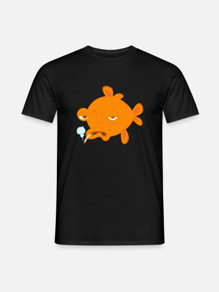 goldfisch raucht - Männer T-Shirt - Schwarz