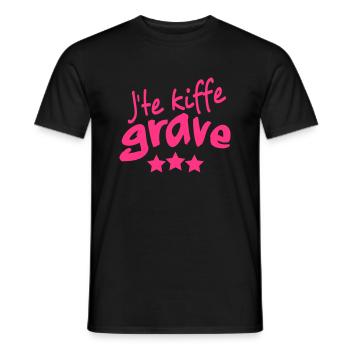 Je te kiffe grave_V1 - Men's T-Shirt - black - Front - AI Model Male 178 light (178cm)
