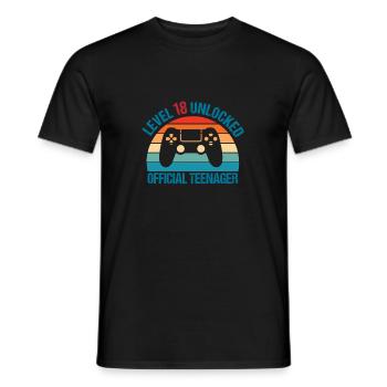 Level 18 unlocked - Men's T-Shirt - black - Front - AI Model Male 178 light (178cm)