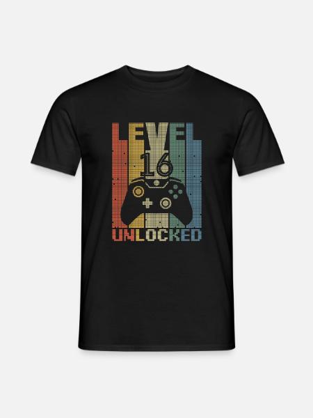 Joueur débloqué de niveau 16 Joueur de 16 ans - T-shirt homme - noir