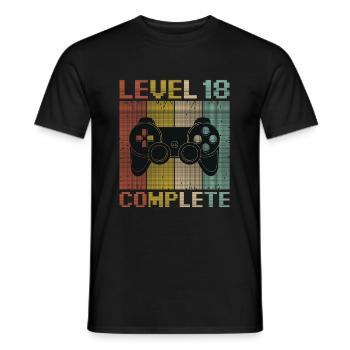Level 18 Complete Gamer Gamer 18 years - Men's T-Shirt - black - Front - AI Model Male 178 light (178cm)