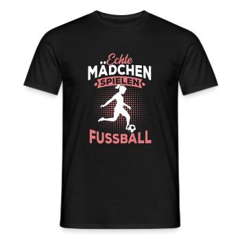 Echte Mädchen spielen Fußball Fußballerin - Männer T-Shirt - Schwarz - Vorne - AI Model Male 178 light (178cm)