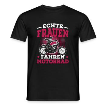 Echte Frauen fahren Motorrad lustig - Männer T-Shirt - Schwarz - Vorne - AI Model Male 178 light (178cm)
