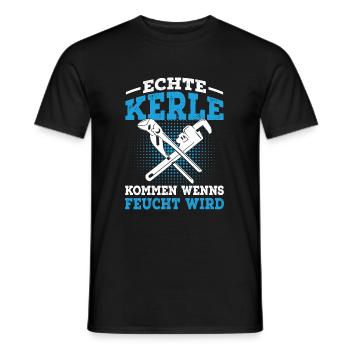 Klempner lustiger Spruch Feucht Installateur - Männer T-Shirt - Schwarz - Vorne - AI Model Male 178 light (178cm)