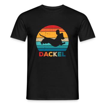 Dachshund Vintage Retro Dachshund Dog Owner - Men's T-Shirt - black - Front - AI Model Male 178 light (178cm)