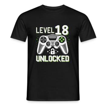 18th Birthday Level 18 Gamer Gift - Men's T-Shirt - black - Front - AI Model Male 178 light (178cm)