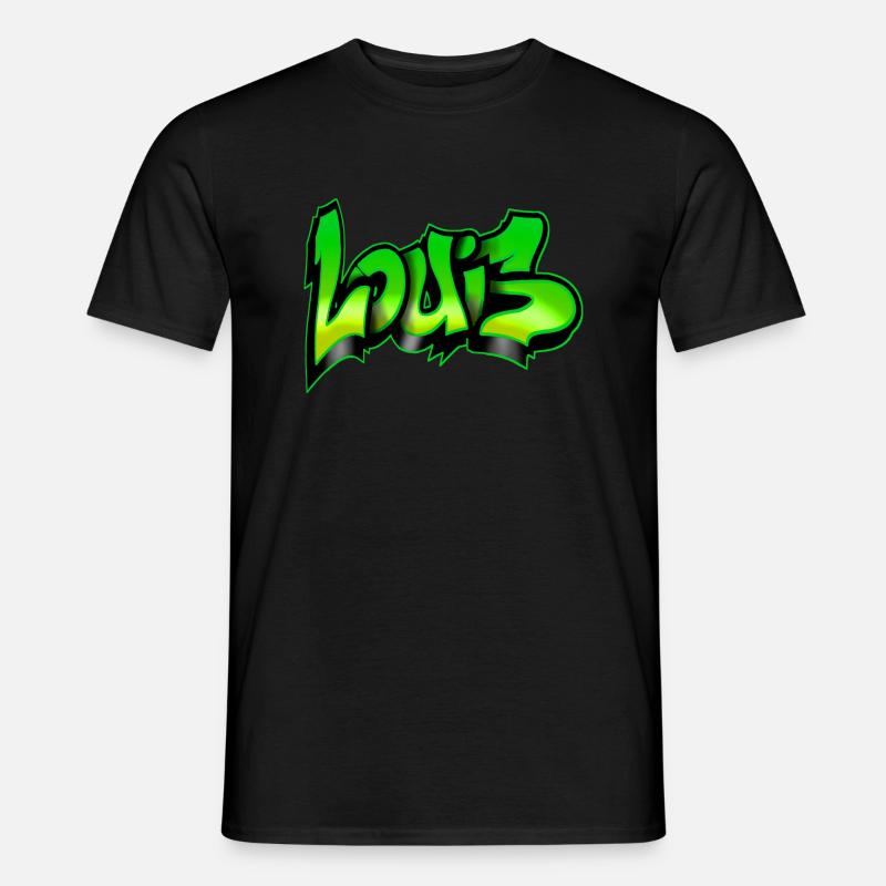 graffiti name prenom LOUIS VERT GREEN - Männer T-Shirt - Schwarz
