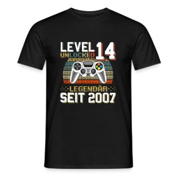 14. Geburtstag Gamer Level 14 Unlocked - Männer T-Shirt - Schwarz - Vorne - AI Model Male 178 light (178cm)