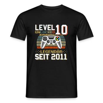 10th Birthday Gamer Level 10 Unlocked - Men's T-Shirt - black - Front - AI Model Male 178 light (178cm)