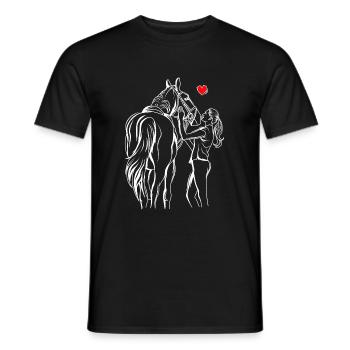 Chevaux filles amour cavalière - T-shirt homme - noir - Devant - AI Model Male 178 light (178cm)