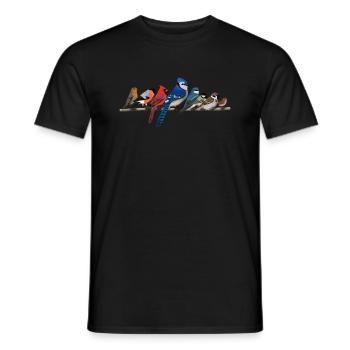 Oiseaux colorés Dessin Ornithologe Ornithologe - T-shirt homme - noir - Devant - AI Model Male 178 light (178cm)