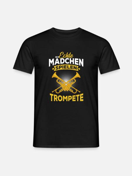 Echte Mädchen spielen Trompete Musikerin - Männer T-Shirt - Schwarz