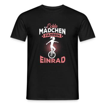 Echte Mädchen fahren Einrad Spruch - Männer T-Shirt - Schwarz - Vorne - AI Model Male 178 light (178cm)