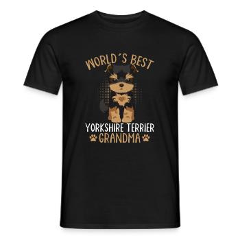 Yorkshire Terrier chiens cadeau de grand-mère - T-shirt homme - noir - Devant - AI Model Male 178 light (178cm)
