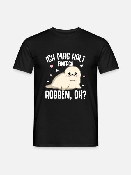 Robbe Seehund Seelöwe Robben Kinder - Männer T-Shirt - Schwarz