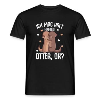 Ich mag halt Otter Seeotter Kinder Mädchen - Männer T-Shirt - Schwarz - Vorne - AI Model Male 178 light (178cm)