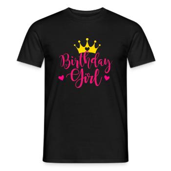 Fille d’anniversaire avec couronne et cœur Joyeux anniversaire - T-shirt homme - noir - Devant - AI Model Male 178 light (178cm)